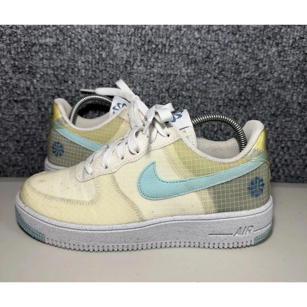Nike Air Force 1 Crater GS White Copa Sneakers Size 5Y DC9326-100 Pre-Owned